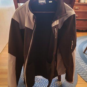 Double Black Diamond Softshell Fleece Jacket Ski Snow Black Gray Men XXL